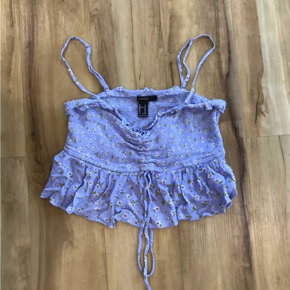 Forever 21 Lavender Floral Crop Top